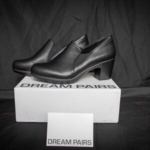 Dream Pairs Black Slip-on Block Heel Pumps 9W